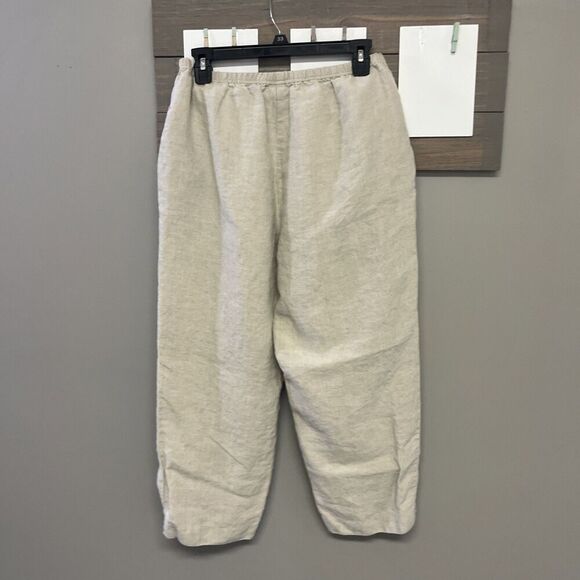 J. Jill Beige Line Ankle Pull-on Pants with Tiny Side Slits & Pockets- MPetite - Picture 5 of 7
